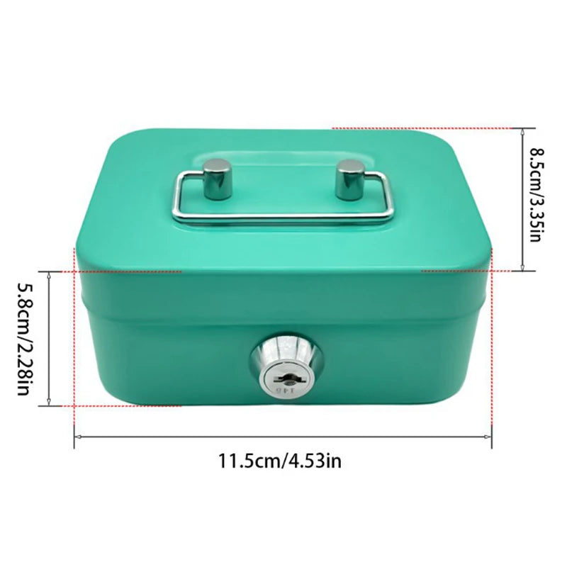 Portable Piggy Box Made Of Metal Small Security Lock Box Sturdy Coin Boxes Money Safe Box Lockable Cash Box With Key For Kids