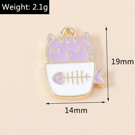 20pcs Cartoon Animal Charms Enamel Cat Charms Pendants for Jewelry Making Drop Earrings Necklaces Bracelets Accessories DIY Gift