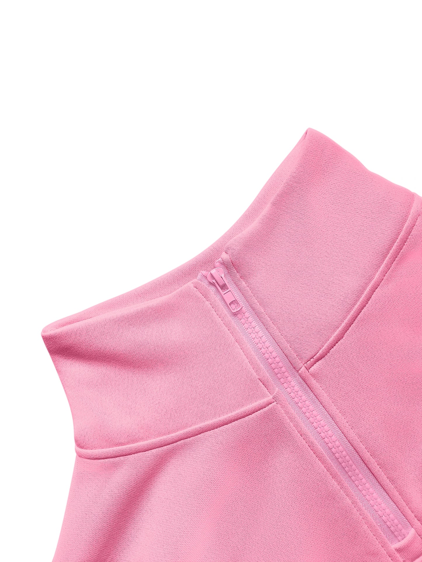 Spicy Girl Style Half-Zip Stand Collar Cropped Sweatshirt for Women, Loose Long Sleeve Waist-Cinched Hem Slim Fit VersatileTop