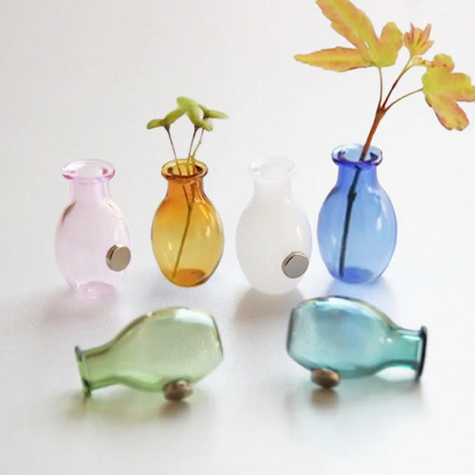 1Pc Cat Whiskers Mini glass Vases Magnetic Tiny Vases Refrigerator Decor Small Plant Kitchen Office Cat Dog Whisker Holder gift