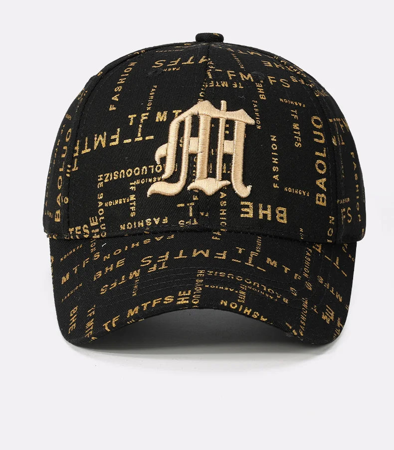 Trending Typography - printed Baseball Cap with Embroidered Logo - A Fashion - forward Headpiece