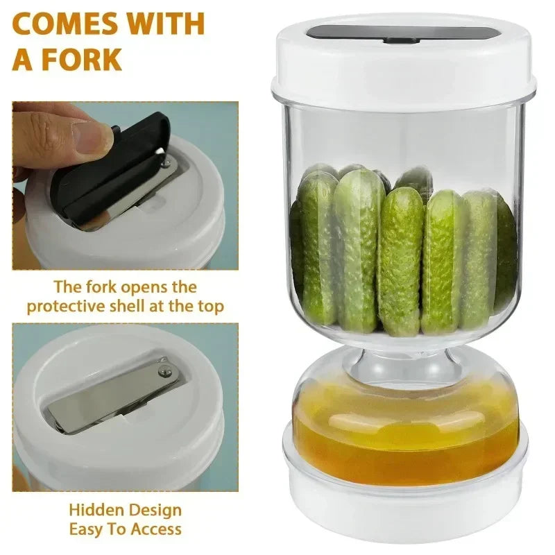 Pickle Jar Pickle Container Pickle and Olive Hourglass Jar Juice Separator Jar with Airtight Lid for Jalapeno Gherkin BPA Free