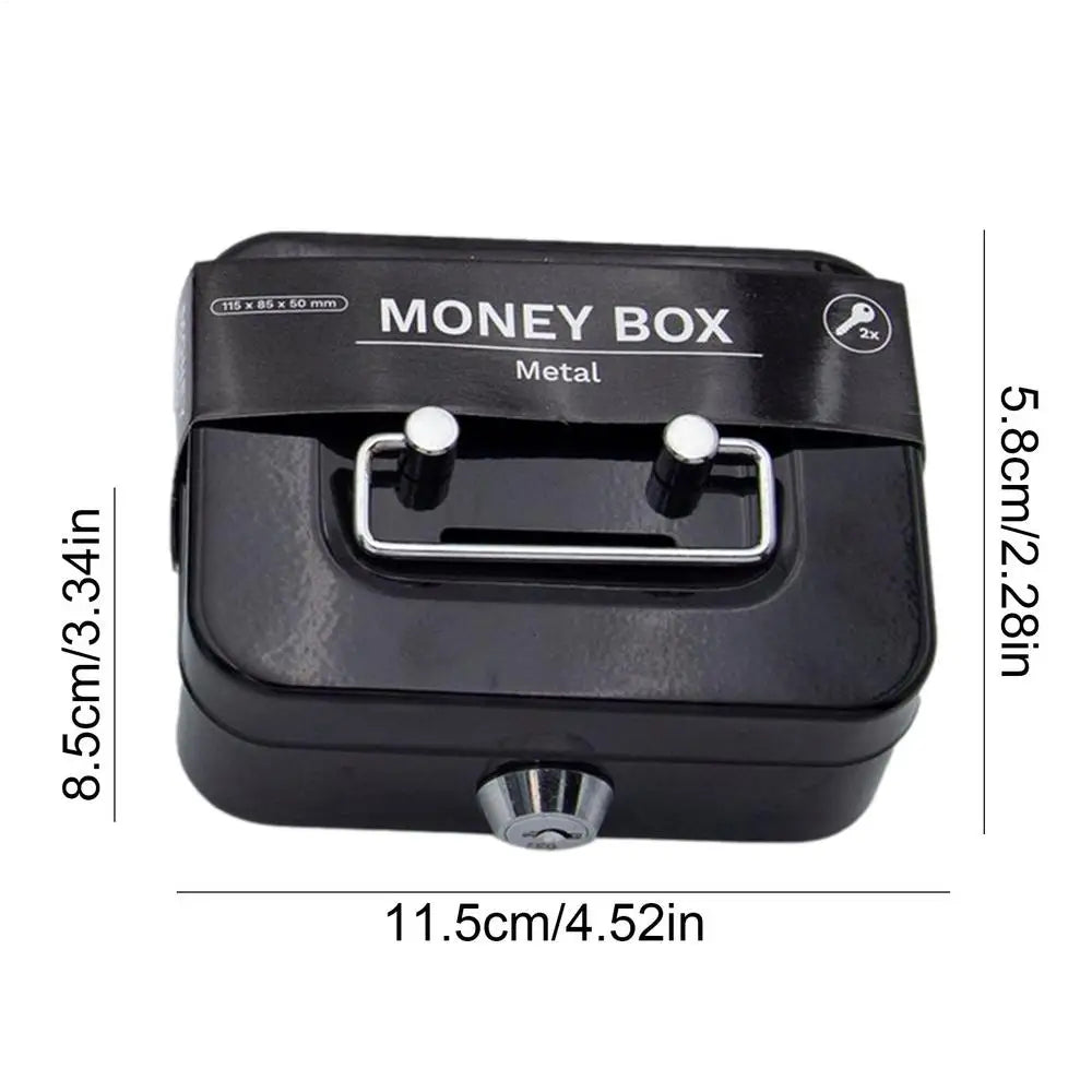 Portable Small Lock Box Security Safe Lock Boxes Mini Metal Cash Box Money Bank Metal Coin Bank Security Box Sturdy Cash Box