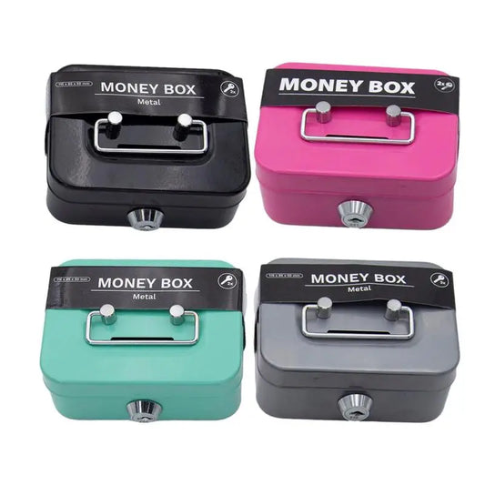 Portable Small Lock Box Security Safe Lock Boxes Mini Metal Cash Box Money Bank Metal Coin Bank Security Box Sturdy Cash Box