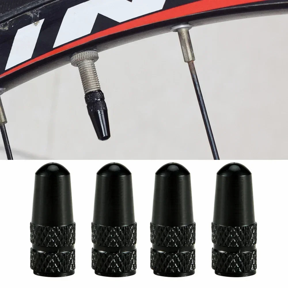 4Pcs Aluminum Alloy Presta Valve Caps for Road MTB Track Racing Bike Tires - French Valve Wheel Tube Tire Wheel Covers