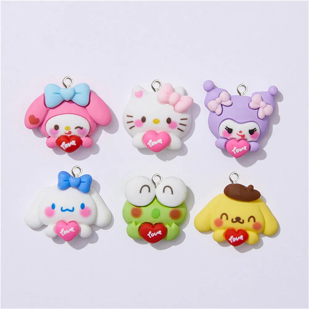 10Pcs Cartoon Dog Cat Animal Charm Pendants Earring Necklace Jewelry Accessories Car Keychain Friend Gift DIY Handmade Ornaments