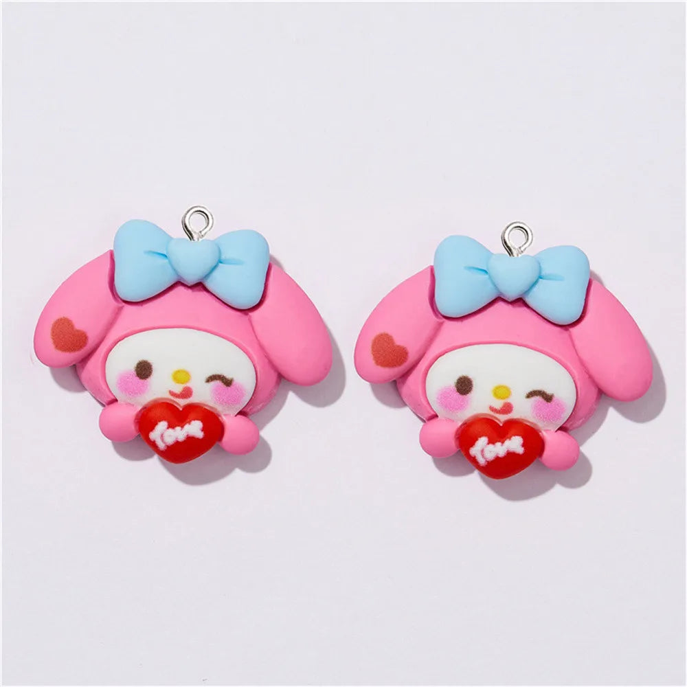 10Pcs Cartoon Dog Cat Animal Charm Pendants Earring Necklace Jewelry Accessories Car Keychain Friend Gift DIY Handmade Ornaments