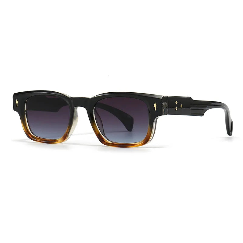 SHAUNA Retro Rivets Sunglasses Brand Designer Trending Rectangle Sun Glasses UV400