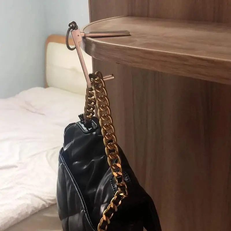 Multifunctional Bag Hangers Purse Hook Foldable Instant Purse Hook Handbag Table Hanger Holder With Carabiner Bag Accessories