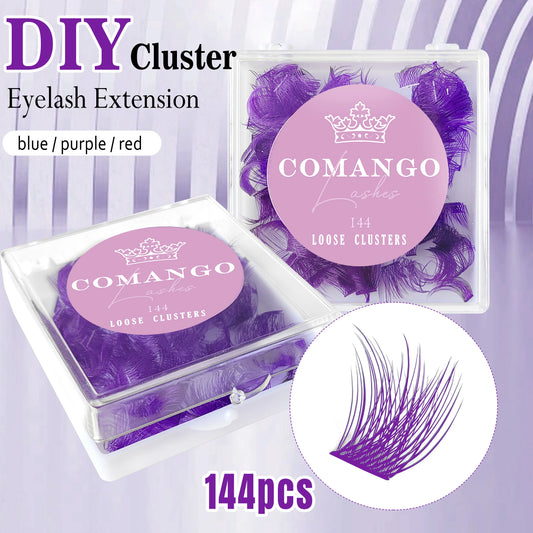144pcs Colored Loose Lash Segmented Cluster Individual Russian Wispy C/D Curl Cluster Lashes Extension DIY At Home