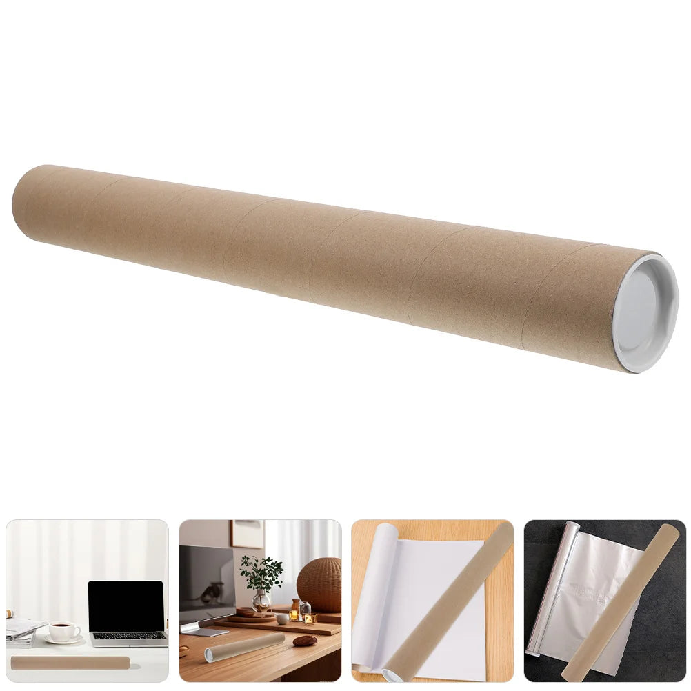 4Pcs Mailing Tubes Kraft Paper Heavy-Duty Round Cardboard Poster Document Transport Protective Shipping Tubes Storage Caps