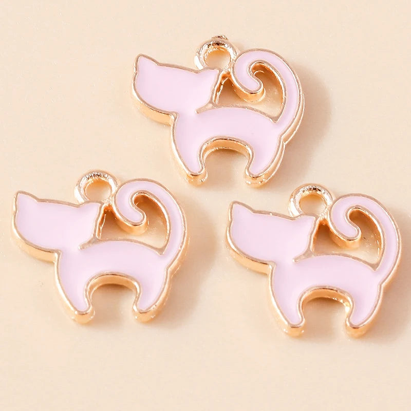20pcs Cartoon Animal Charms Enamel Cat Charms Pendants for Jewelry Making Drop Earrings Necklaces Bracelets Accessories DIY Gift