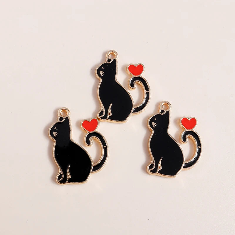 20pcs Cartoon Animal Charms Enamel Cat Charms Pendants for Jewelry Making Drop Earrings Necklaces Bracelets Accessories DIY Gift