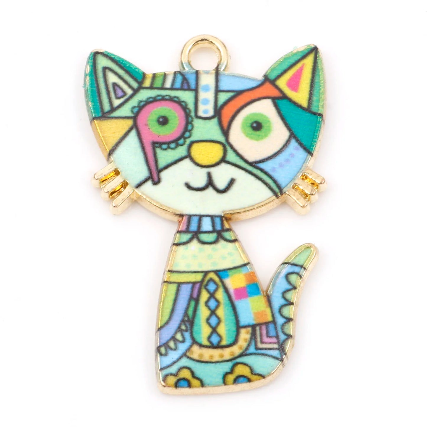 10 PCs Cute Cat Animal Charms Enamel Pendants For DIY Earrings Bracelets Necklaces Jewelry Making Craft Accessories 3cm x 2cm
