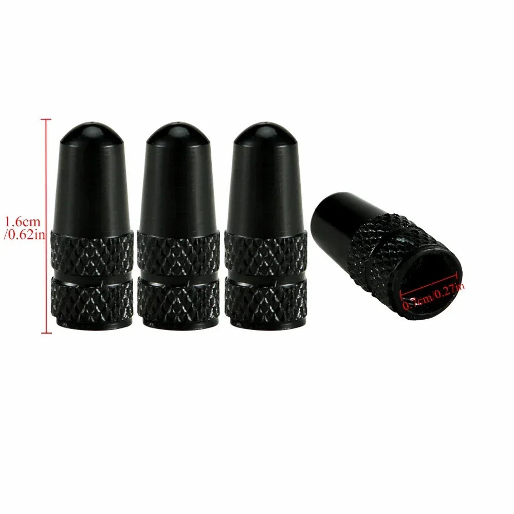 4Pcs Aluminum Alloy Presta Valve Caps for Road MTB Track Racing Bike Tires - French Valve Wheel Tube Tire Wheel Covers