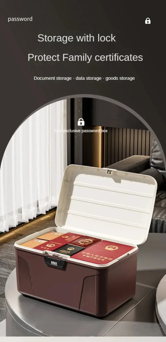 Portable Password Lock Safe Box Household Jewelry Privacy Security Storage Box Large Capacity Important Documents Organizer