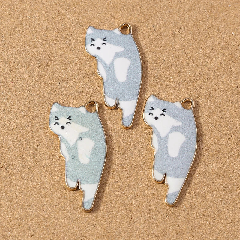 10pcs Cute Enamel Cartoon Animal Cat Charms Pendants for Necklace Earrings DIY Bracelet Handmade Jewelry Making Accessories