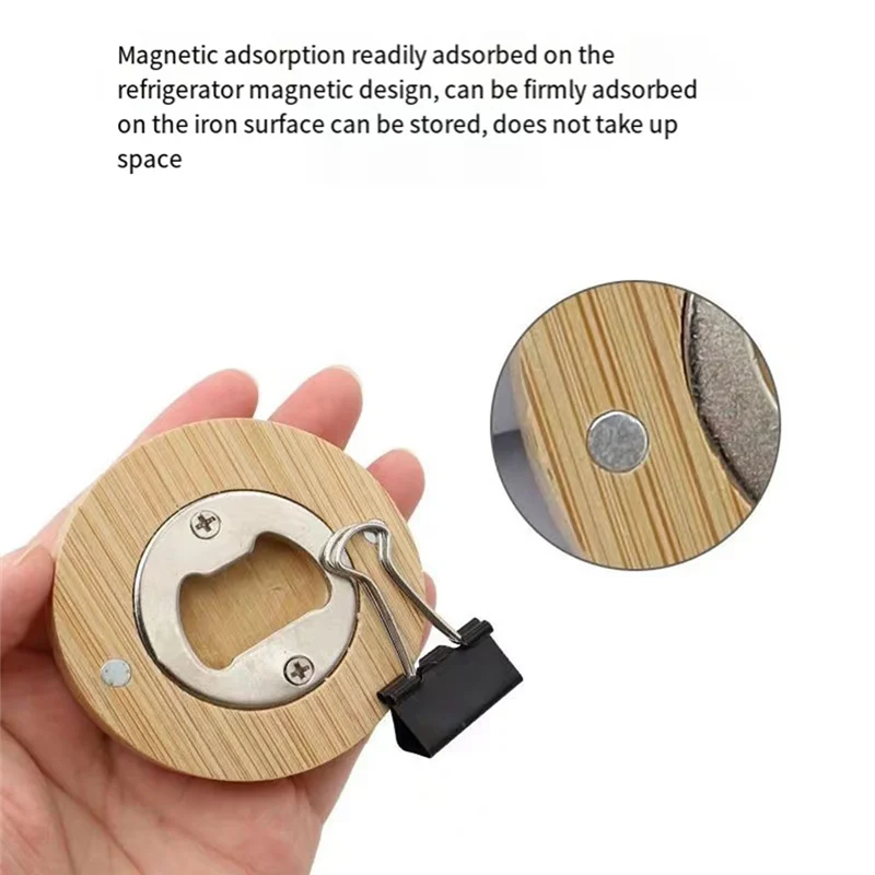 -A89Z Opener Solid Wood Round Beer Opener Cocktail Beer Easy To Open The Lid Gadgets Bar Tools
