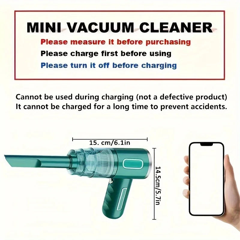 USB Mini Vacuum Cleaner, Powerful Suction for Car/Home/Office. Portable & Wireless with Multiple Attachments. Fast USB Charging.
