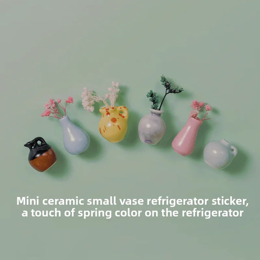 Creative Mini Magnetic Ceramic Flower Vase – DIY Porcelain Insert for Fridge Sticker, Fingertip Decoration &Thoughtful Gift Idea