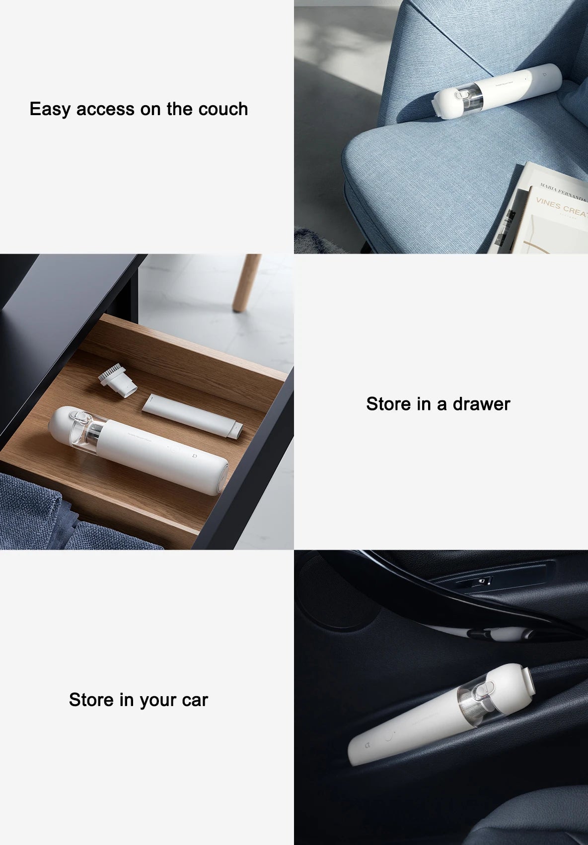 Xiaomi Mi Mini Vacuum Cleaner, 13000Pa Portable Wireless One-Button Start 88000RPM Brushless Motor with Multi Nozzles for Car