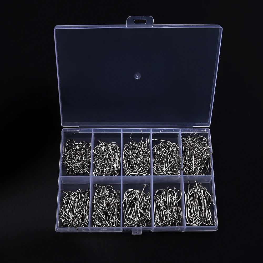 400pcs boxed long handle hook double back thorn hook Dezhou fishing group soft bait soft worm hook high carbon steel