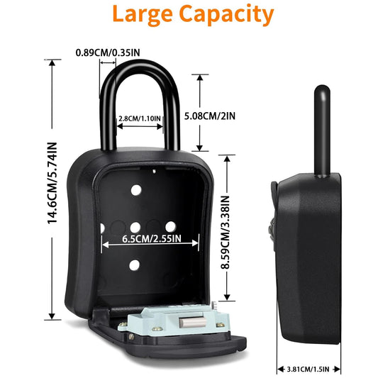 Portable key lock box, wall-mounted key lock box for house keys, capacity for 5 keys, password resettable.