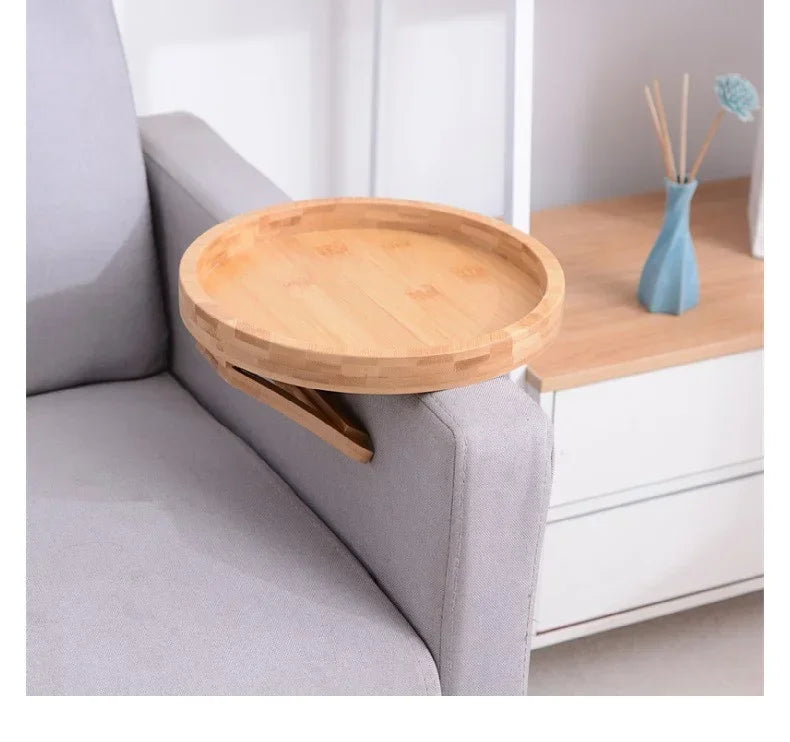 Sofa Tray Table Sofa Armrest Clip-On Tray Natural Bamboo Sofa Trays Practical TV Snack Trays For Remote Control Coffee Snacks