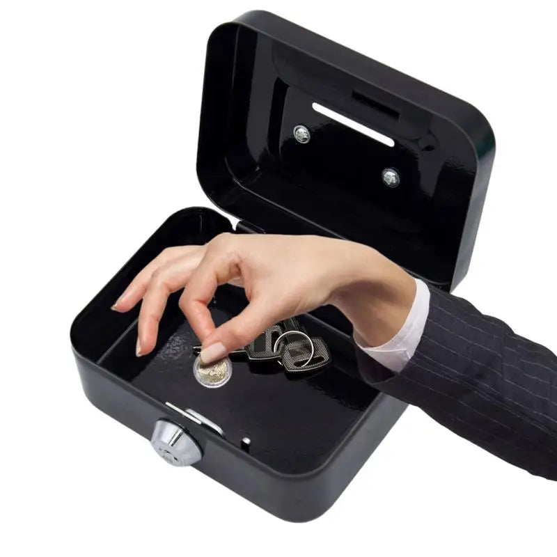 Portable Small Lock Box Security Safe Lock Boxes Mini Metal Cash Box Money Bank Metal Coin Bank Security Box Sturdy Cash Box