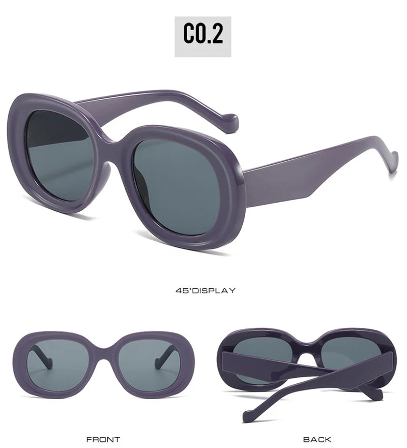 SHAUNA Fashion Oversized Oval Sunglasses Women Retro Trending Men Punk Sun Glasses