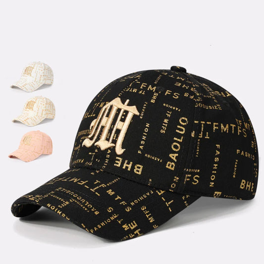 Trending Typography - printed Baseball Cap with Embroidered Logo - A Fashion - forward Headpiece