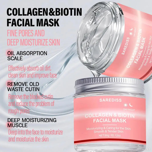 1/2PCS Collagen Night Wrapping Mask Peel-Off Overnight Collagen Face Mask Deeply Hydrate & Firming & Glowing Skin,Reduce Sagging