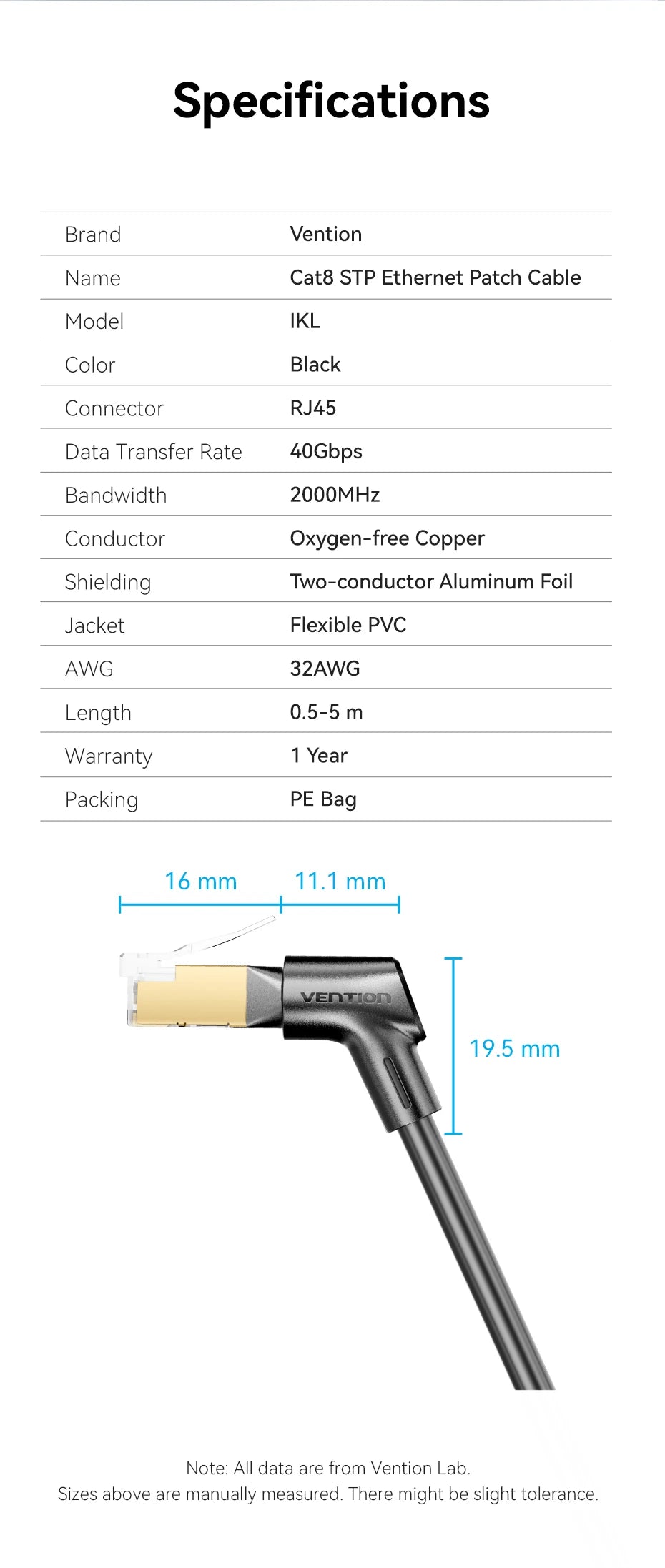 Vention New! 360° Rotate CAT8 Ethernet Cable 40Gbps 2000MHz Networking Double Shield Lan Cord for Laptops PS 4 Router RJ45 Cable
