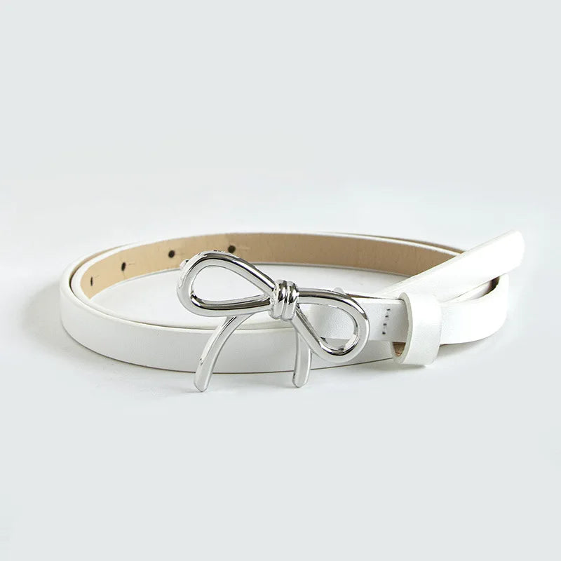 Bow Detail Bowknot Element Versatile Skinny Belt Candy-Colored Belt Trending Accessory