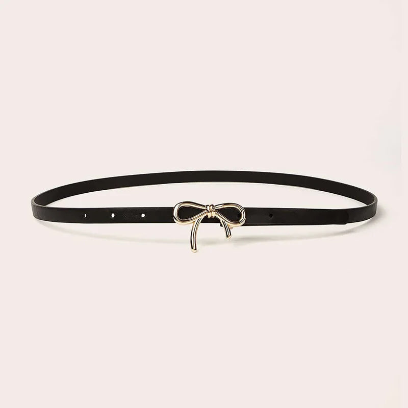Bow Detail Bowknot Element Versatile Skinny Belt Candy-Colored Belt Trending Accessory