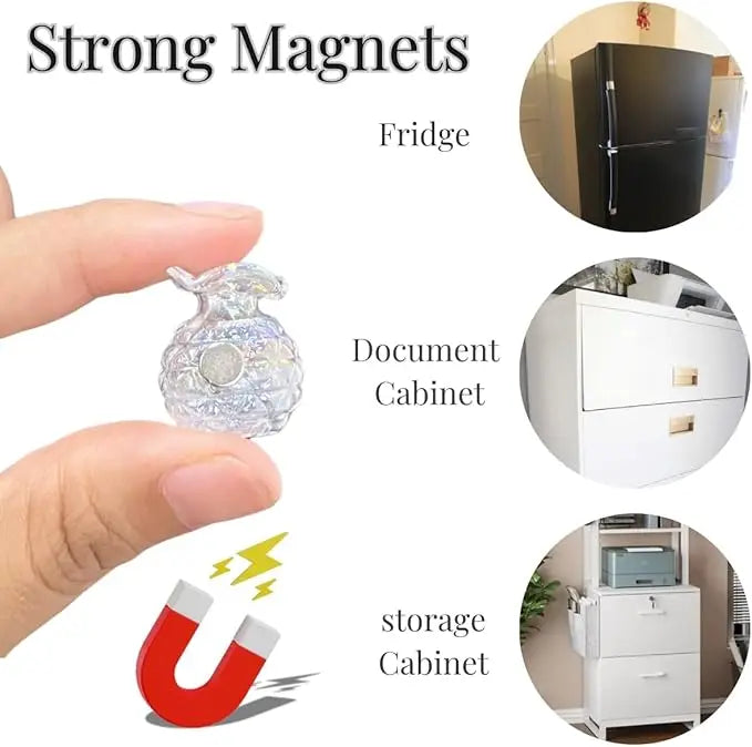 Mini Bud Vases Magnetic for Fridge – Cute 3D Creative Tiny Ceramic & Glass Flower Vase Magnets for Refrigerator, Kitchen, Locke