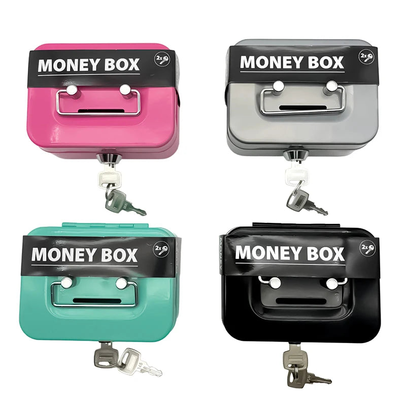 Portable Piggy Box Made Of Metal Small Security Lock Box Sturdy Coin Boxes Money Safe Box Lockable Cash Box With Key For Kids