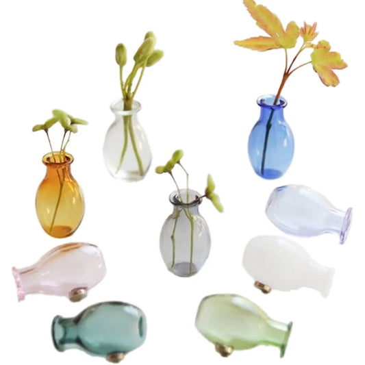 1Pc Cat Whiskers Mini glass Vases Magnetic Tiny Vases Refrigerator Decor Small Plant Kitchen Office Cat Dog Whisker Holder gift