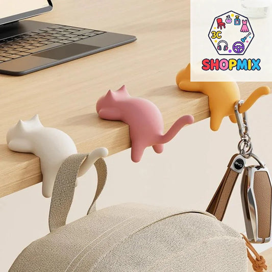 Cute Portable Cat Bag Hook Hanger Table Hook Handbag Backpack Travel Bag Organizer Holder Home Office Decor Desk Side Hooks