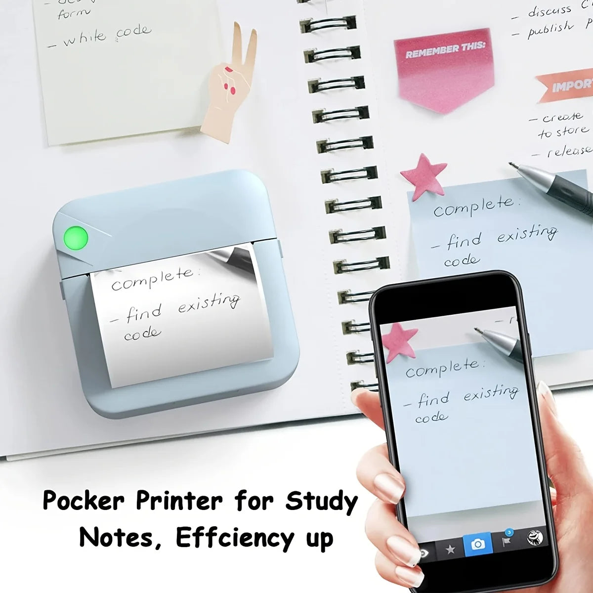 Portable Mini Printer - Wireless Wireless, Inkless Thermal Photo Printer for iOS & Android, Ideal for Gifts, Study Notes, Labels