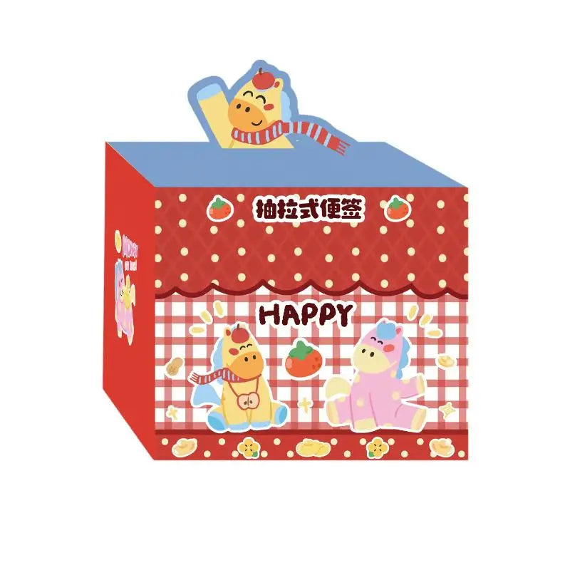 1/2Boxs Cute Pony Retractable Sticky Note Tape Has Stickiness Tearable Sticky Note Paper Cartoon Message Notes Stationery