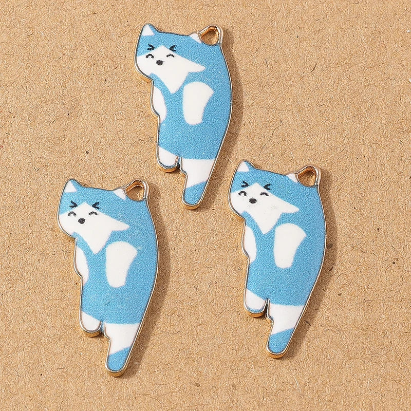 10pcs Cute Enamel Cartoon Animal Cat Charms Pendants for Necklace Earrings DIY Bracelet Handmade Jewelry Making Accessories