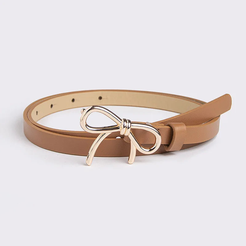 Bow Detail Bowknot Element Versatile Skinny Belt Candy-Colored Belt Trending Accessory