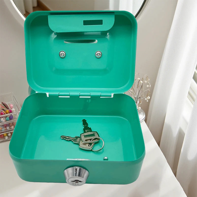 Portable Piggy Box Made Of Metal Small Security Lock Box Sturdy Coin Boxes Money Safe Box Lockable Cash Box With Key For Kids