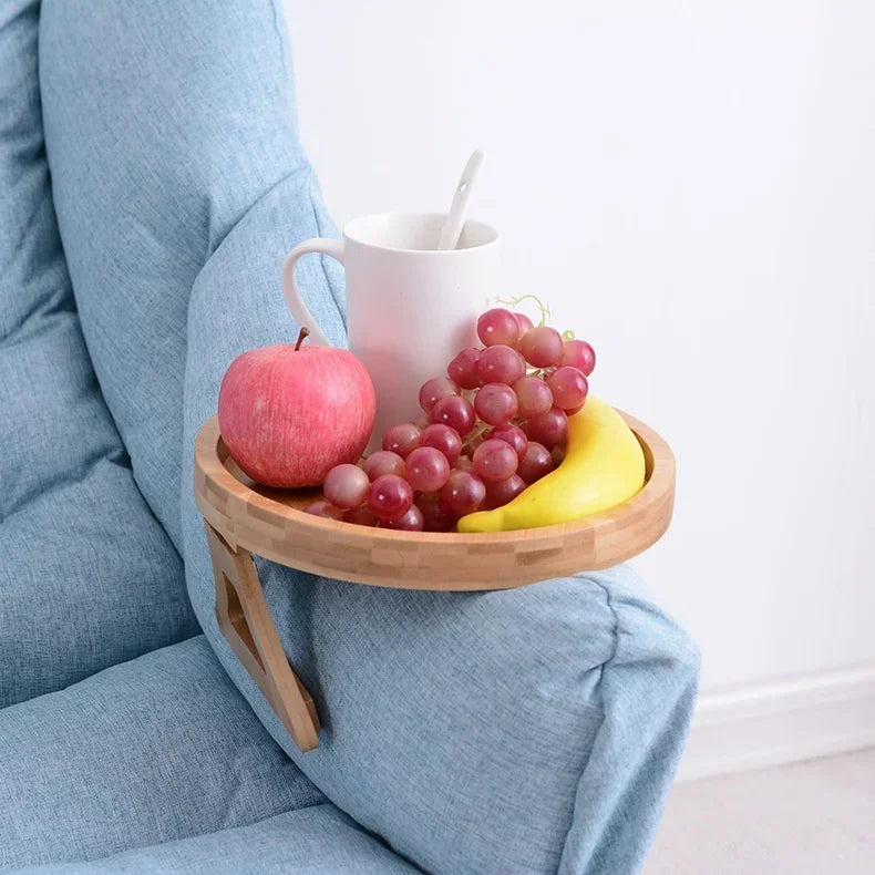 Sofa Tray Table Sofa Armrest Clip-On Tray Natural Bamboo Sofa Trays Practical TV Snack Trays For Remote Control Coffee Snacks