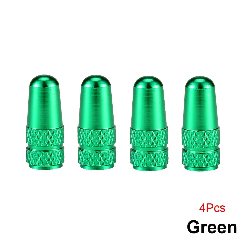 4Pcs Aluminum Alloy Presta Valve Caps for Road MTB Track Racing Bike Tires - French Valve Wheel Tube Tire Wheel Covers