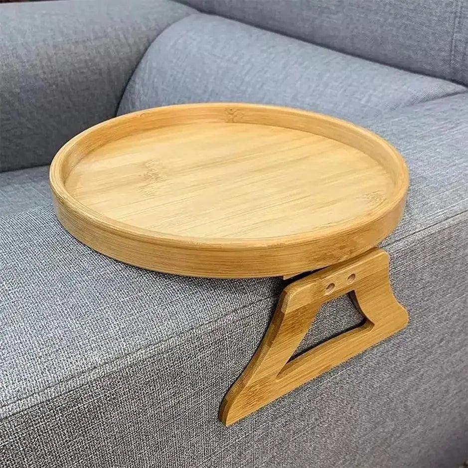 Sofa Tray Table Sofa Armrest Clip-On Tray Natural Bamboo Sofa Trays Practical TV Snack Trays For Remote Control Coffee Snacks
