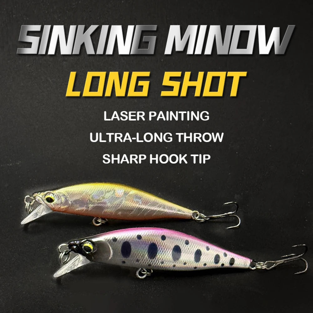 6.3cm 7.7g Fishing Lures Sinking Minnow Wobbler Long Casting Artificial Hard Bait Jerkbait Fishing Accessories Trout Bass MN712