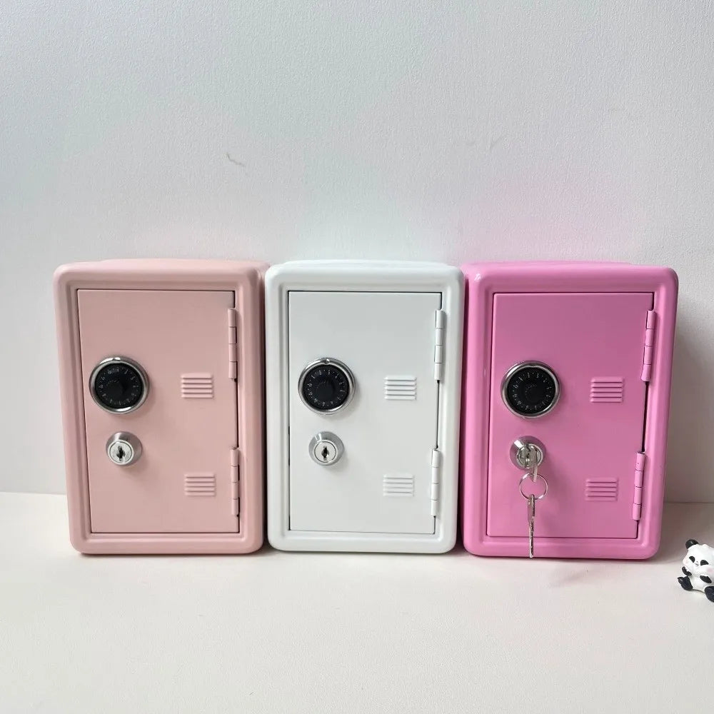 Portable Password Lock Mini Safe Box Anti-Theft Metal Piggy Bank Cabinet Strongbox Valuables Security
