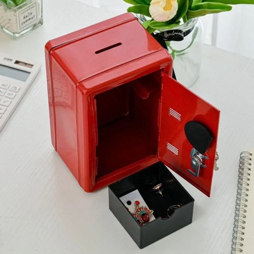 Portable Password Lock Mini Safe Box Anti-Theft Metal Piggy Bank Cabinet Strongbox Valuables Security